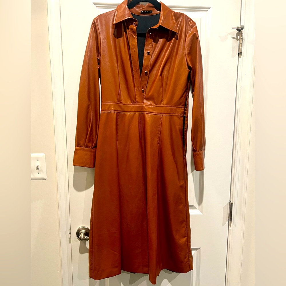 Sisley Long Sleeve Faux Leather Dress
